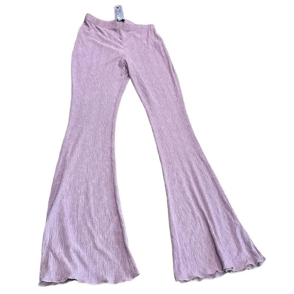 NWT UK Fashion Top Shop REVOLVE Rose waffle flare High Rise pant Sz 8US